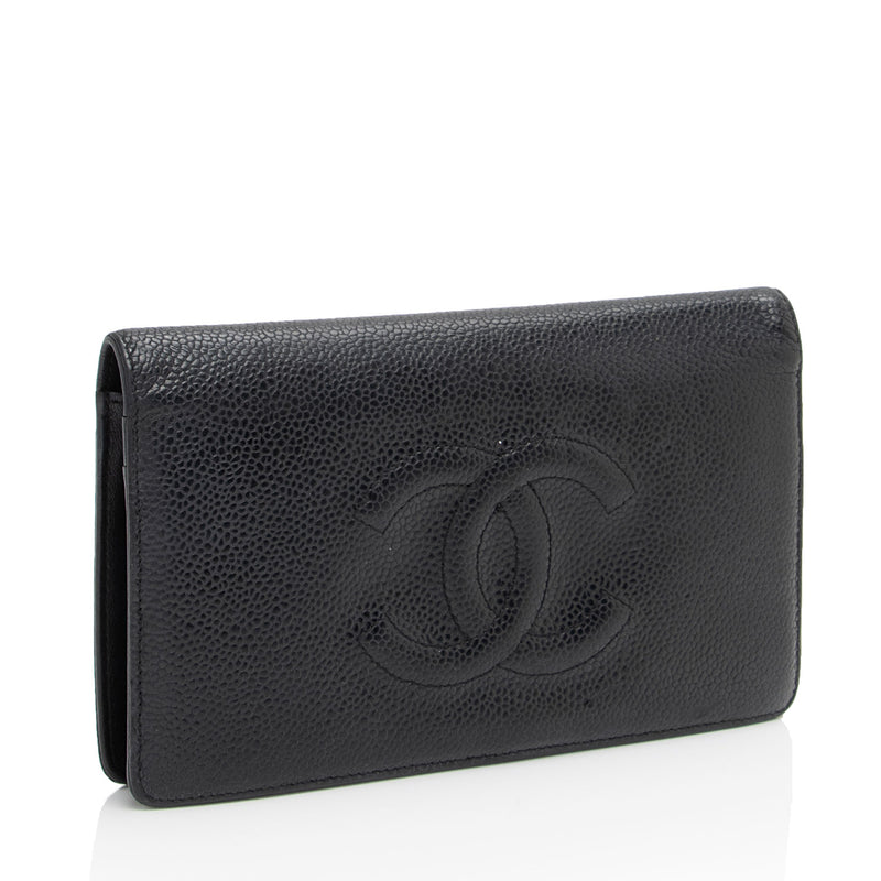 Chanel Caviar Leather Timeless CC Yen Wallet (SHF-LO1ZVY)