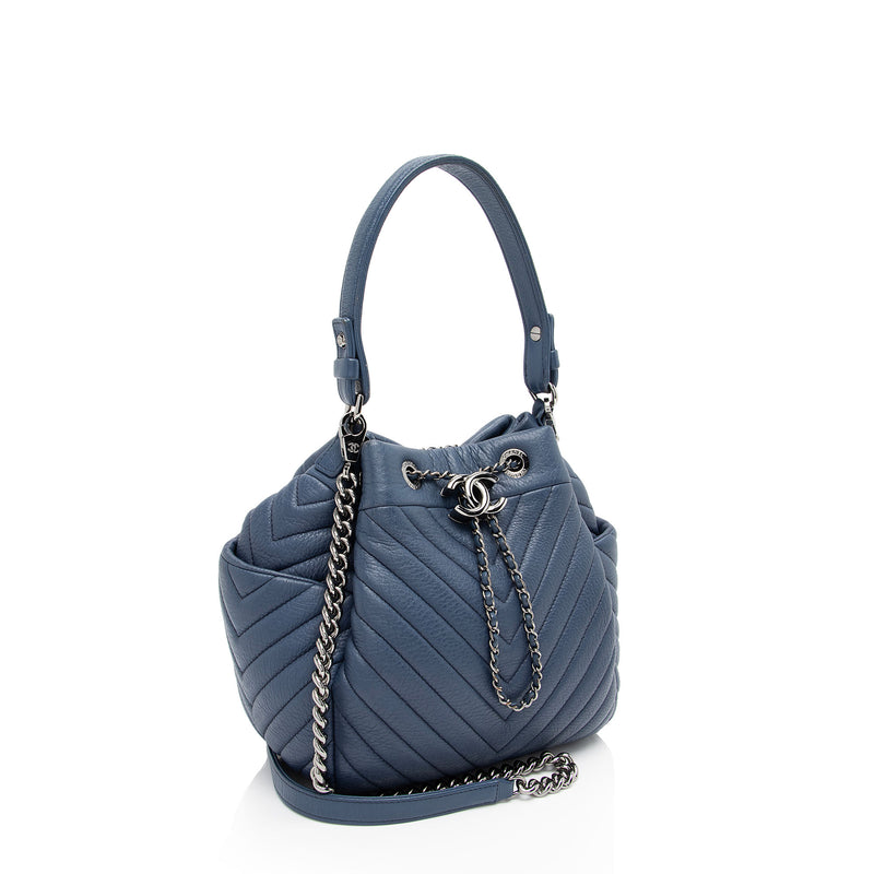 Chanel Chevron Goatskin CC Urban Spirit Small Bucket Bag (SHF-Hfm7dh)