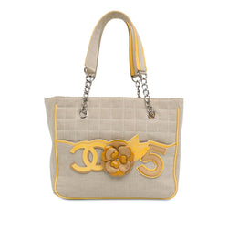 Chanel Choco Bar Canvas CC Camellia No. 5 Tote (SHG-2pYBaU)