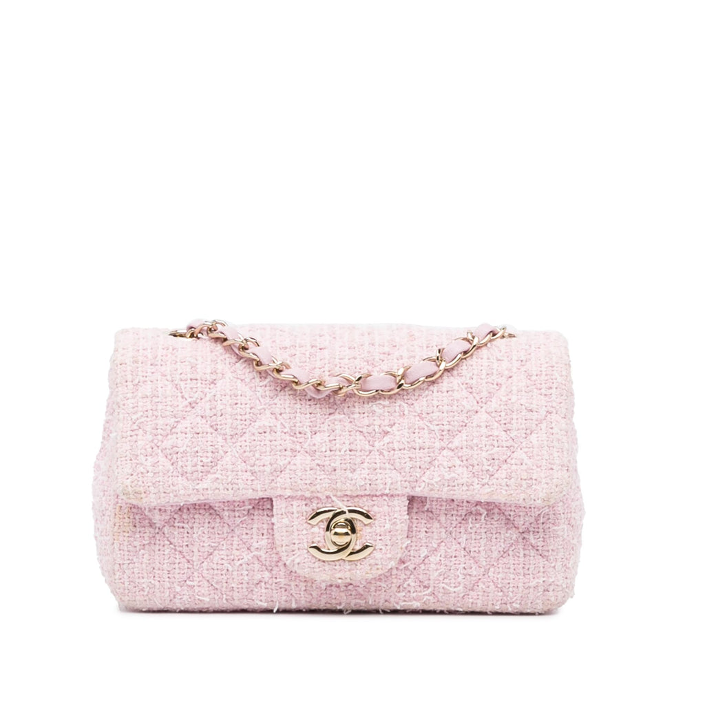 Chanel Small Giant Logo Tweed Flap Bag w/ Box