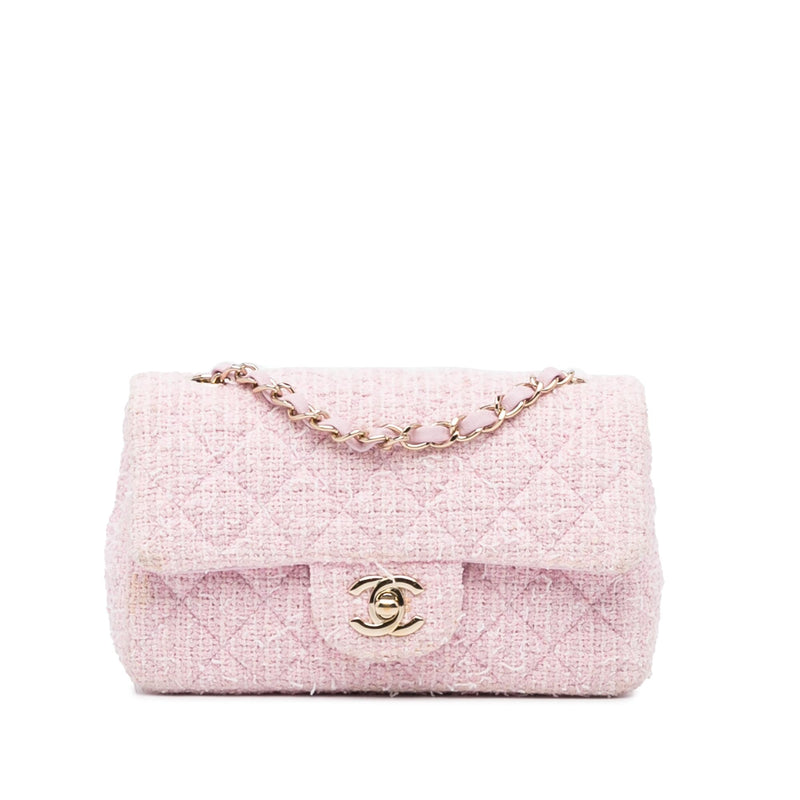 Pre-owned Chanel Gabrielle Tweed Crossbody Bag In Pink