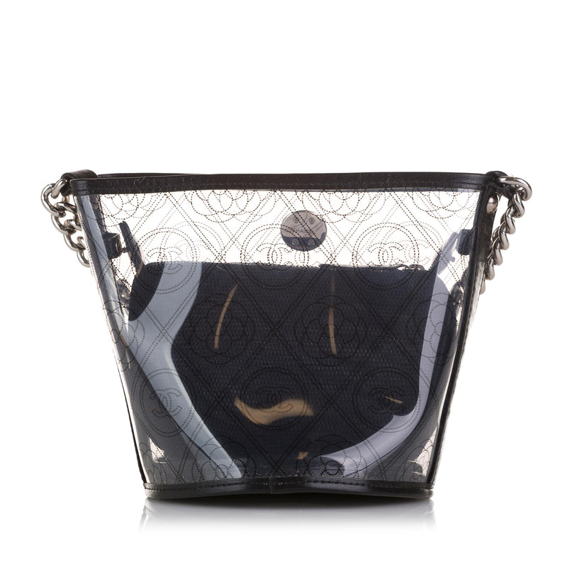 Chanel Crumpled Calfskin PVC Camellia Bucket (SHG-au8ZBu)