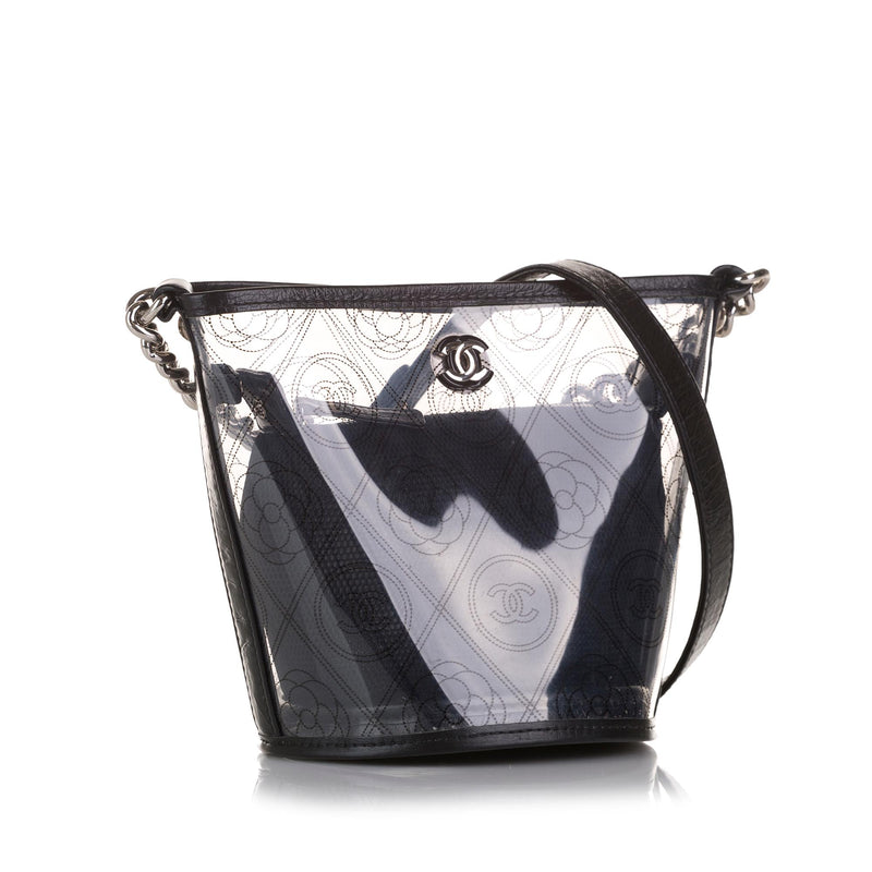 Chanel Crumpled Calfskin PVC Camellia Bucket (SHG-au8ZBu)