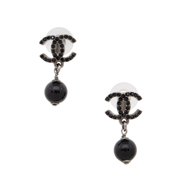 Chanel Crystal CC Bead Drop Earrings (SHF-UM6W64)