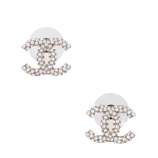 Chanel Crystal CC Stud Earrings (SHF-vG0pIl)