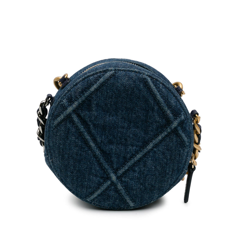 Chanel Denim 19 Round Clutch with Chain (SHG-NNHtw0)