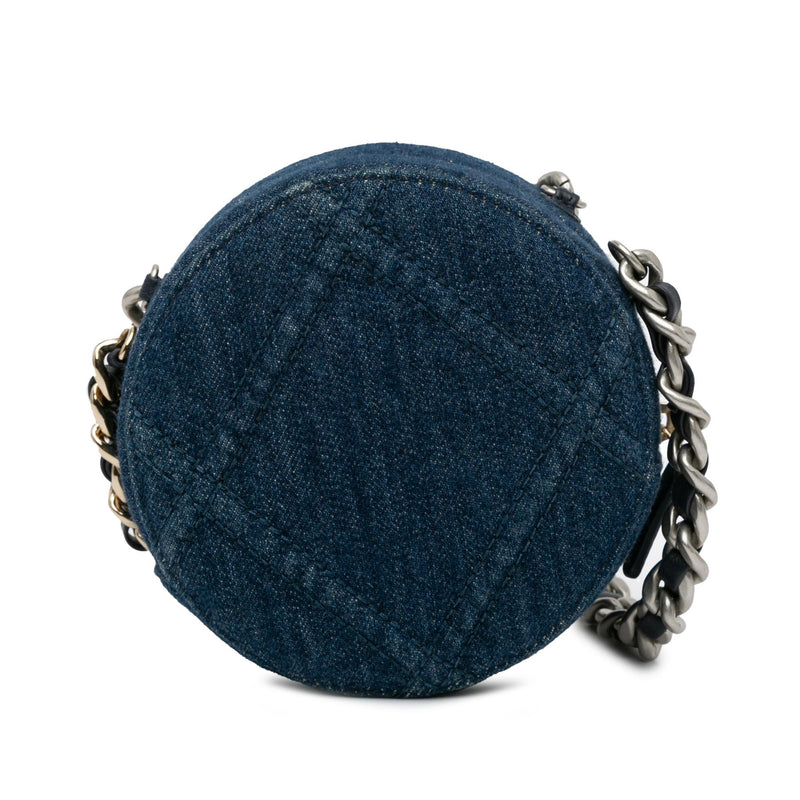 Chanel Denim 19 Round Clutch with Chain (SHG-nBErSz)