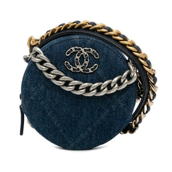 Chanel Denim 19 Round Clutch with Chain (SHG-nBErSz)