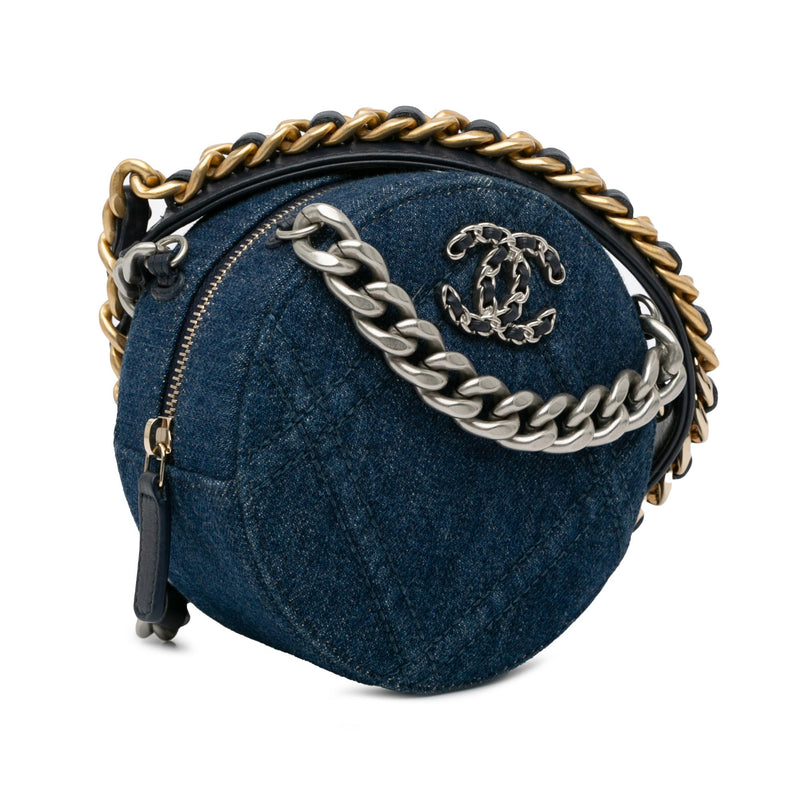 Chanel Denim 19 Round Clutch with Chain (SHG-nBErSz)