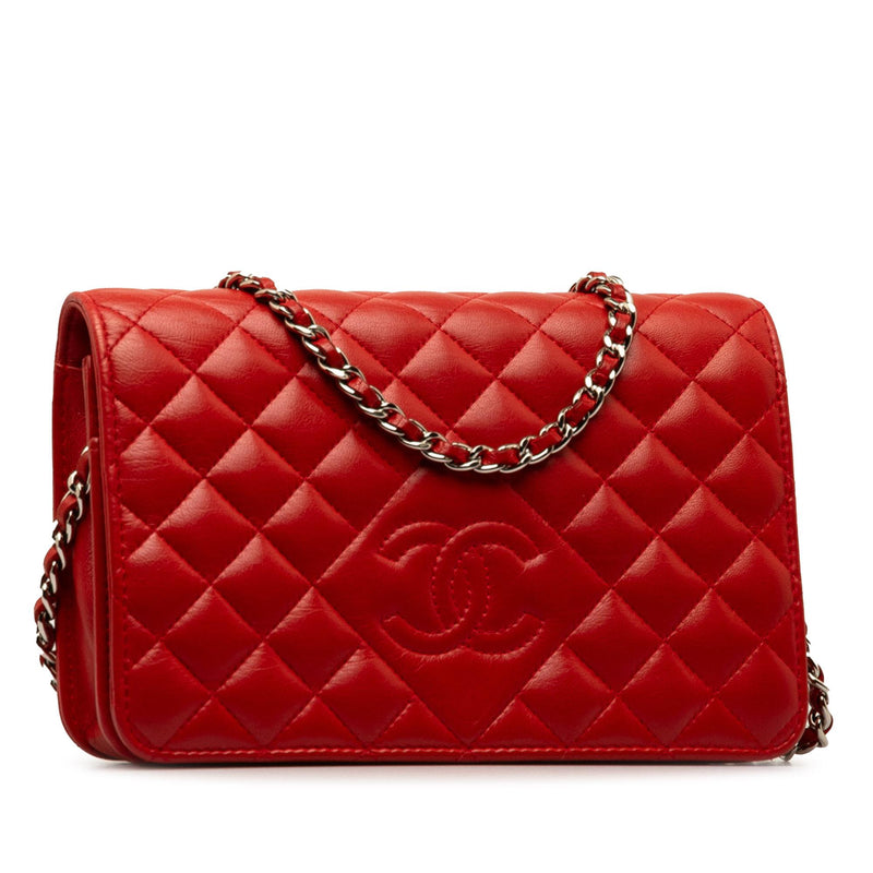 Chanel Diamond CC Lambskin Wallet on Chain (SHG-0Q7xkL)