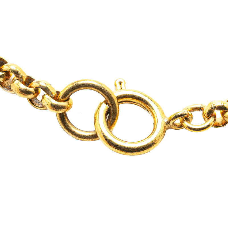 Chanel Gold Plated CC Flower Pendant Necklace (SHG-aKhmqq)