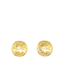 Chanel Gold Plated CC Rue Cambon Round Clip On Earrings (SHG-jju0yo)