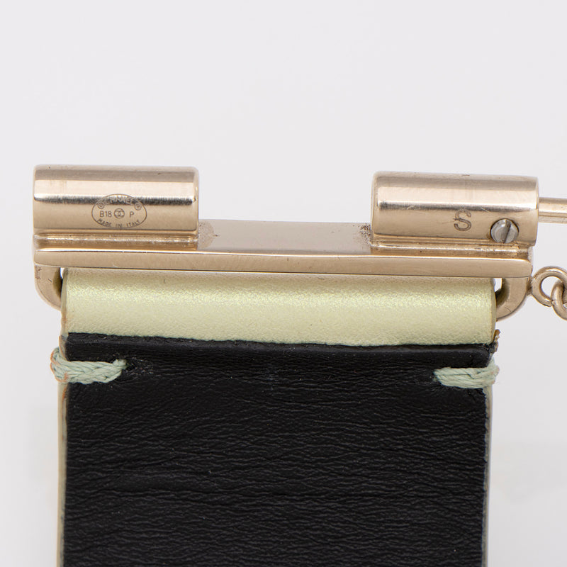 Chanel Iridescent Calfskin CC Hinged Bracelet (SHF-V2DnGm)