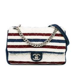 Chanel Jumbo Stripe Jersey Felt and Rope Flap (SHG-1O7u9U)