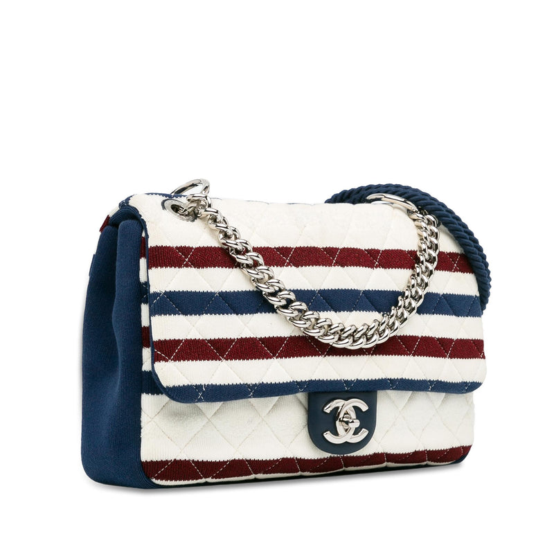 Chanel Jumbo Stripe Jersey Felt and Rope Flap (SHG-1O7u9U)