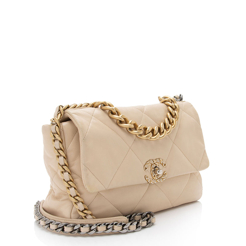 Chanel Lambskin 19 Large Flap Shoulder Bag (SHF-EujpYA)