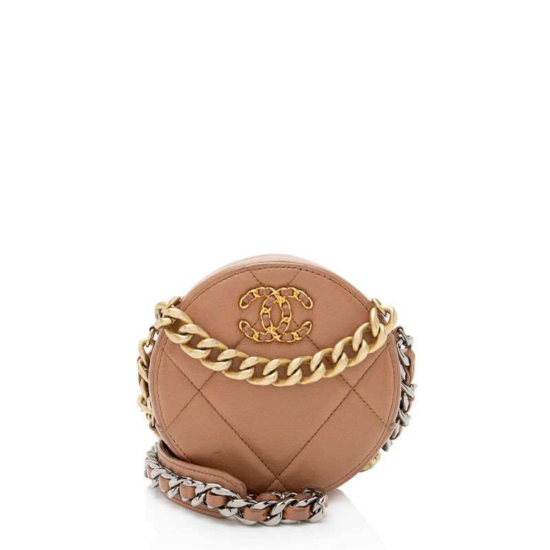 Chanel Lambskin 19 Round Clutch with Chain (SHF-p9Azmt)