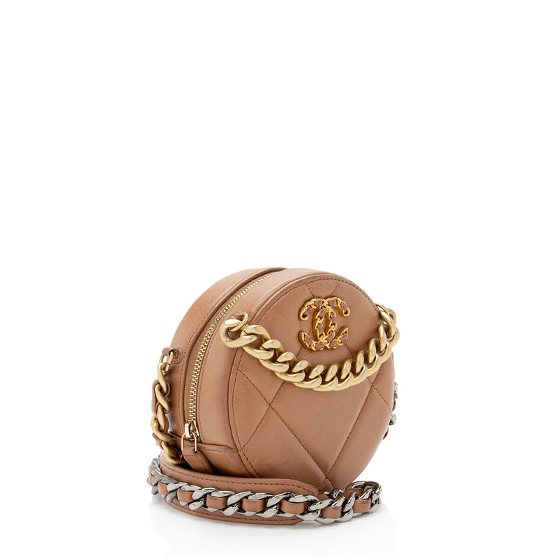 Chanel Lambskin 19 Round Clutch with Chain (SHF-p9Azmt)