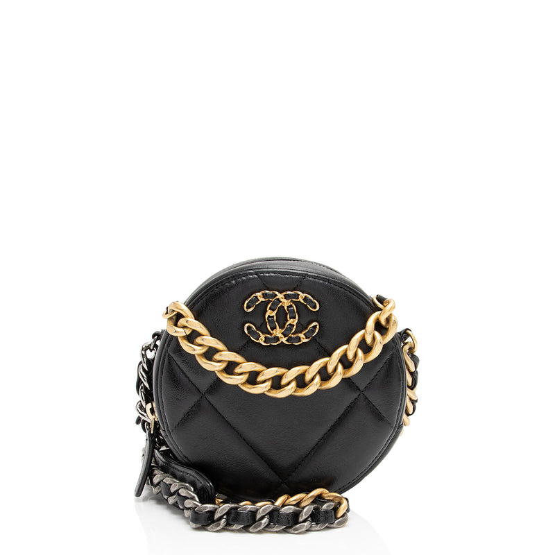 Chanel Lambskin 19 Round Clutch with Chain (SHF-KFnAV9)