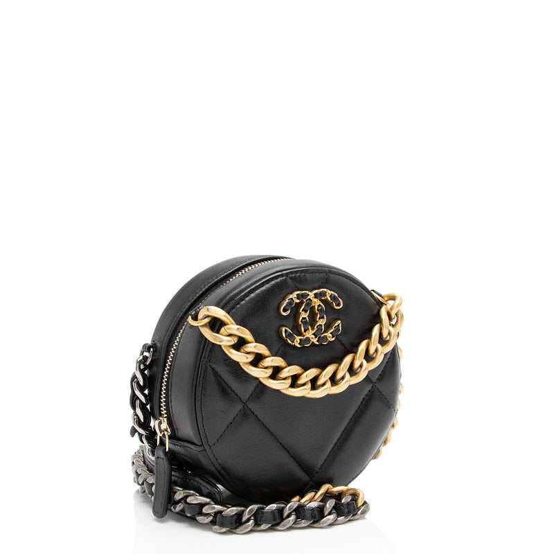 Chanel Lambskin 19 Round Clutch with Chain (SHF-KFnAV9)