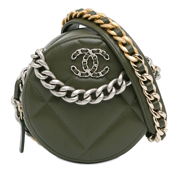 Chanel Lambskin 19 Round Clutch with Chain (SHG-AyshgD)