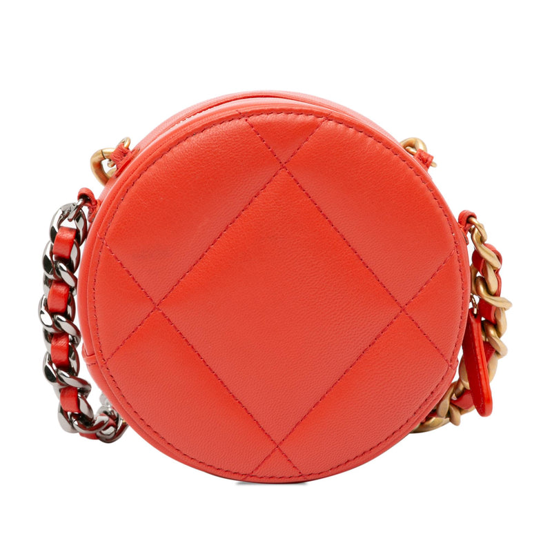 Chanel Lambskin 19 Round Clutch with Chain (SHG-mkI7IP)