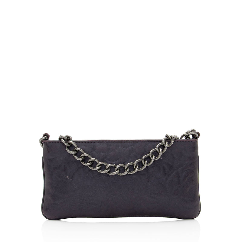 Chanel Lambskin Camellia Chain Pochette (SHF-qFR6yY)