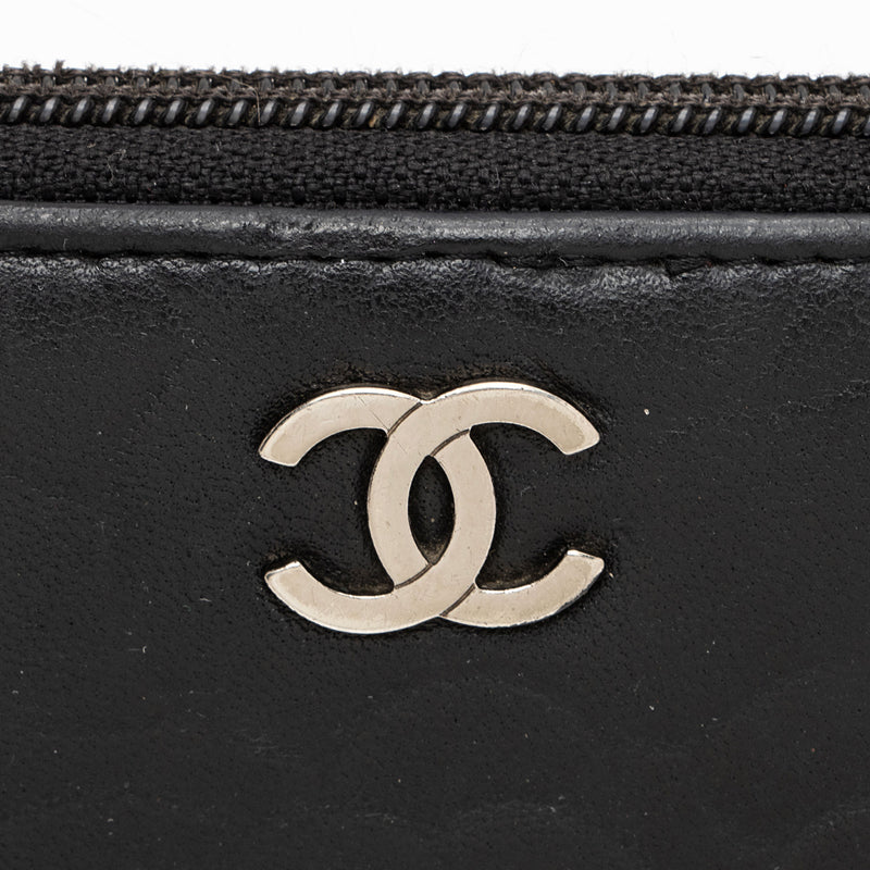 Chanel Lambskin Camellia Zip Around Wallet (SHF-fpP10f)