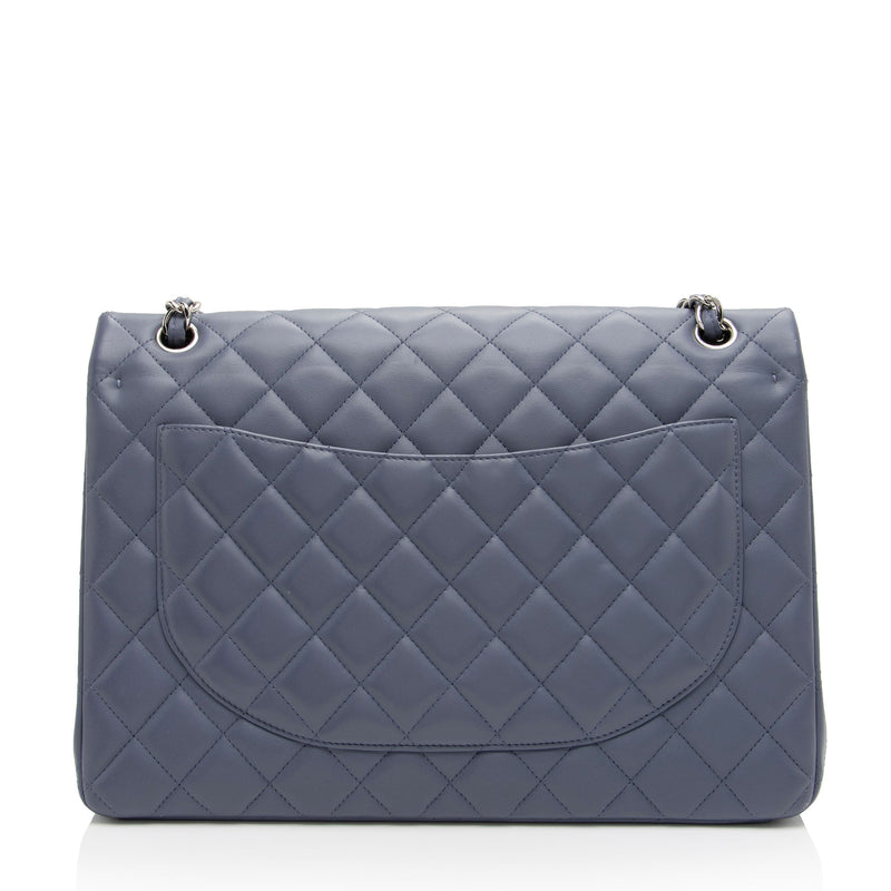 Chanel Dark Blue Quilted Lambskin Maxi Classic Single Flap