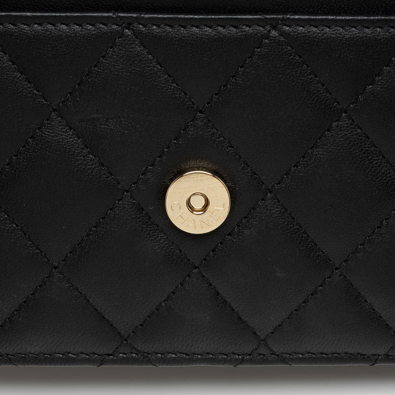 Chanel Lambskin Classic Wallet on Pearl Chain (SHF-UG7p9q)