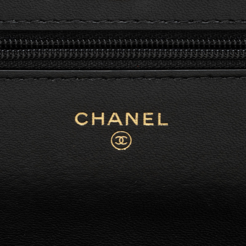 Chanel Lambskin Classic Wallet on Pearl Chain (SHF-UG7p9q)