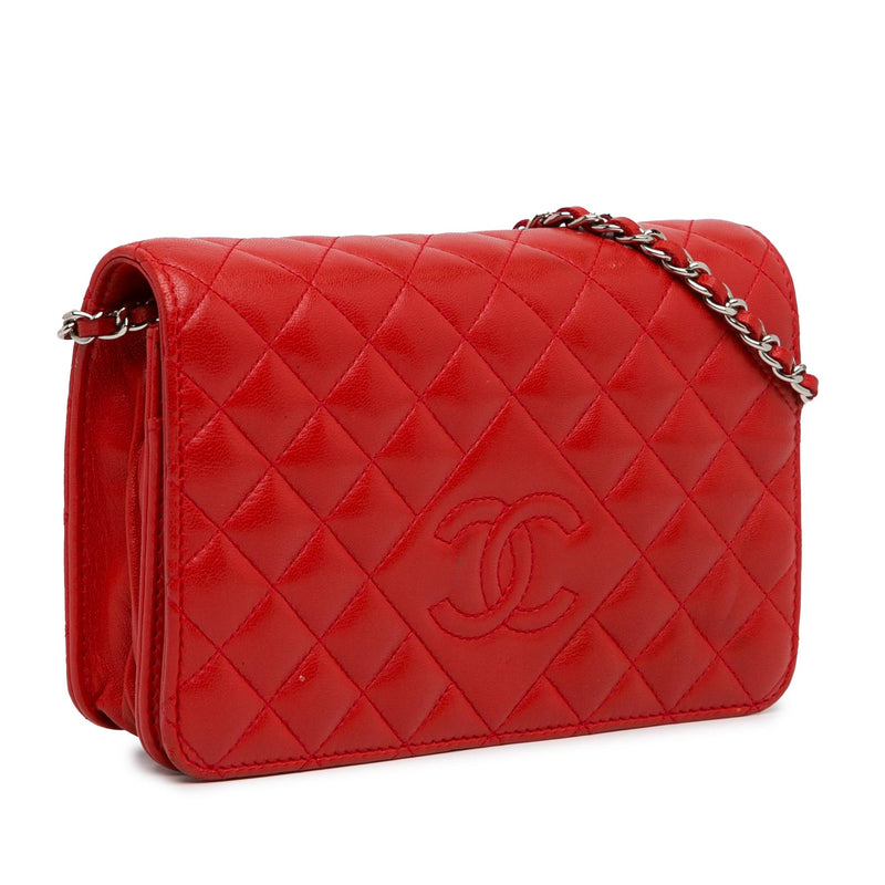 Chanel Lambskin Diamond CC Wallet on Chain (SHG-K03AWt)