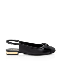 Chanel Lambskin Grosgrain Bow CC Captoe Slingback Flats - Size 8.5 / 38.5 (SHF-UU3dKk)