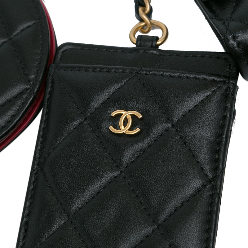 Chanel Lambskin Pearl Crown CC Wristlet Multi Pouches (SHG-CYcxUW)