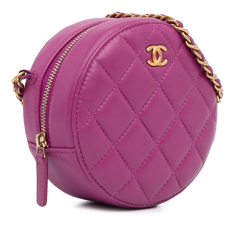 Chanel Lambskin Pearl Crush Round Clutch with Chain (SHG-T1Ji2T)