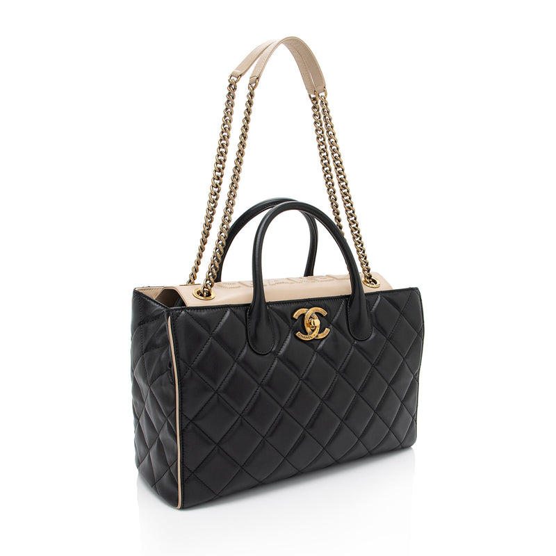 Chanel Lambskin Portobello Small Tote (SHF-Drtxbt)