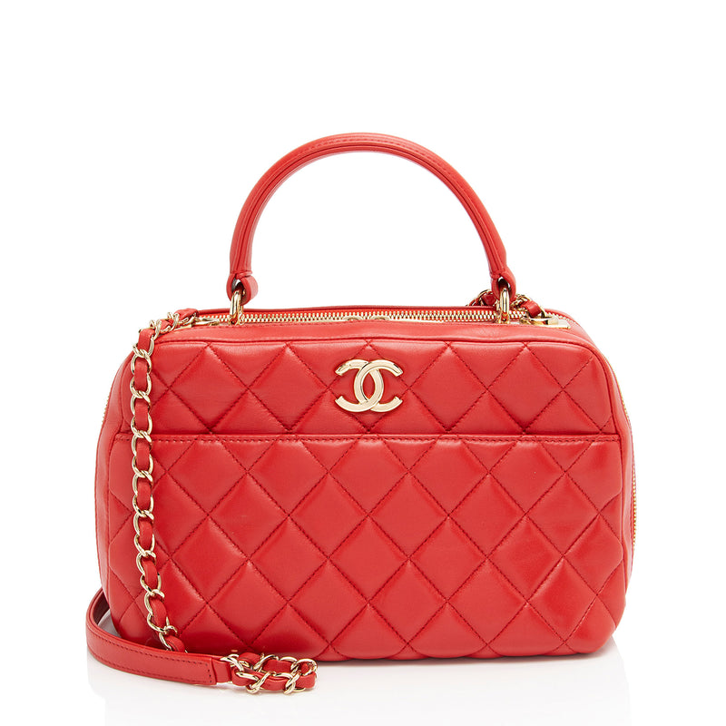 Chanel Lambskin Trendy CC Small Bowling Satchel (SHF-QBNfmU)