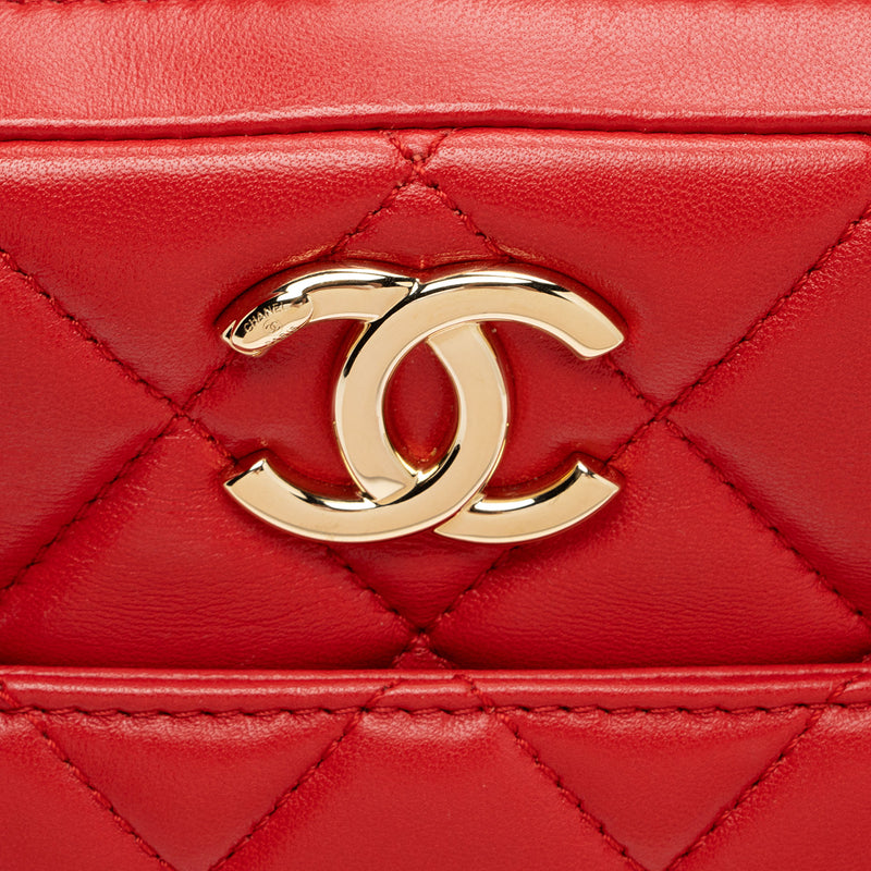 Chanel Lambskin Trendy CC Small Bowling Satchel (SHF-QBNfmU)