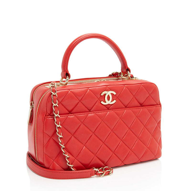 Chanel Lambskin Trendy CC Small Bowling Satchel (SHF-QBNfmU)