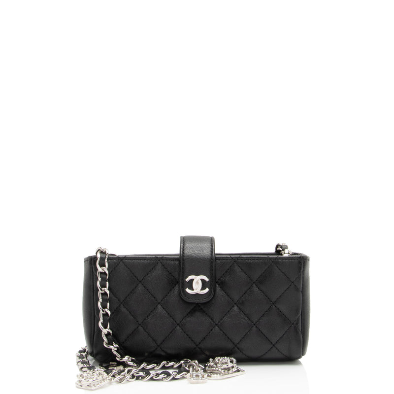 Chanel Lambskin Valentine Charms Mini Phone Holder Crossbody Bag