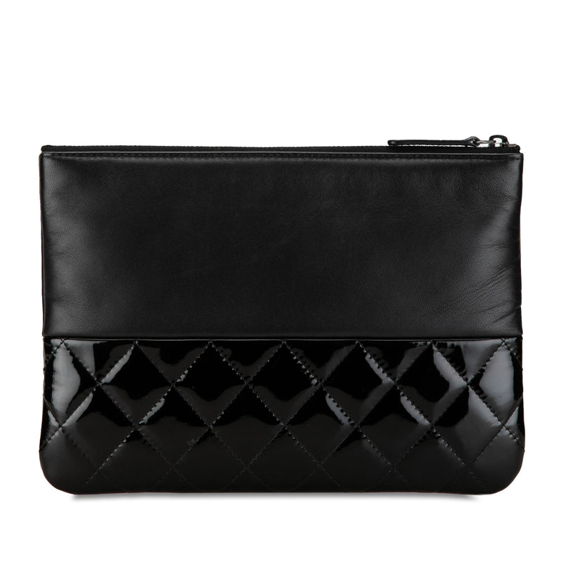 Chanel Lambskin and Quilted Patent O Case Clutch (SHG-nuBGKM)