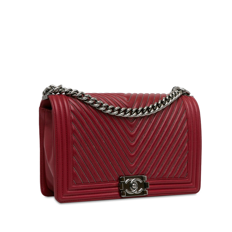 Chanel Large Embellished Calfskin Chevron Boy Flap (SHG-HF4Dqm)