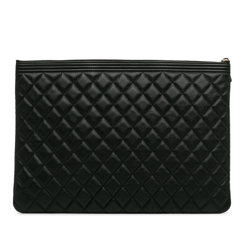 Chanel Large Quilted Caviar Boy O Case Clutch (SHG-AMsEwy)