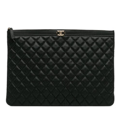 Chanel Large Quilted Caviar Boy O Case Clutch (SHG-AMsEwy)