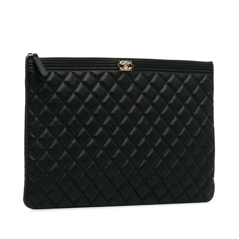 Chanel Large Quilted Caviar Boy O Case Clutch (SHG-AMsEwy)