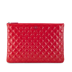 Chanel Large Quilted Patent Leather O Case Clutch (SHG-5Pt1t3)