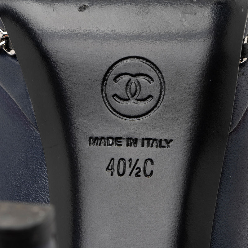Chanel Leather CC Cap Toe Chain Platform Pumps - Size 10.5 C 