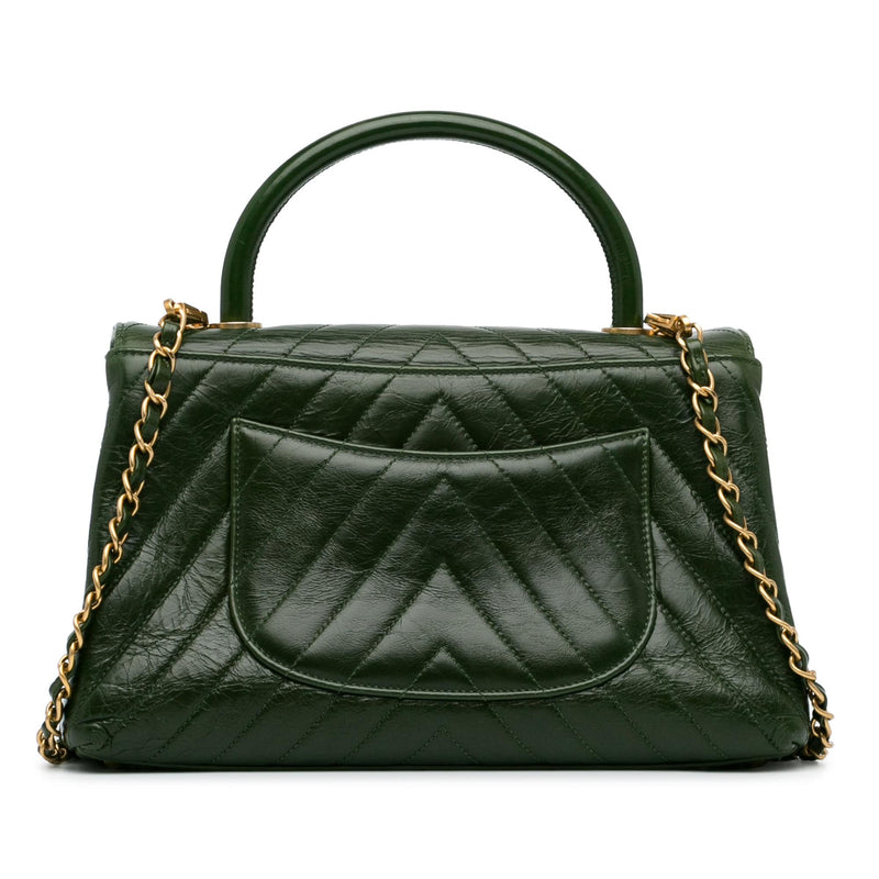 Chanel Medium Aged Calfskin Chevron Coco Handle Bag (SHG-Oidy6Z)