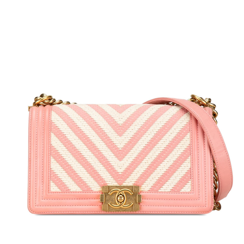 Chanel Medium Braided Chevron Boy Flap (SHG-9hhRjC)