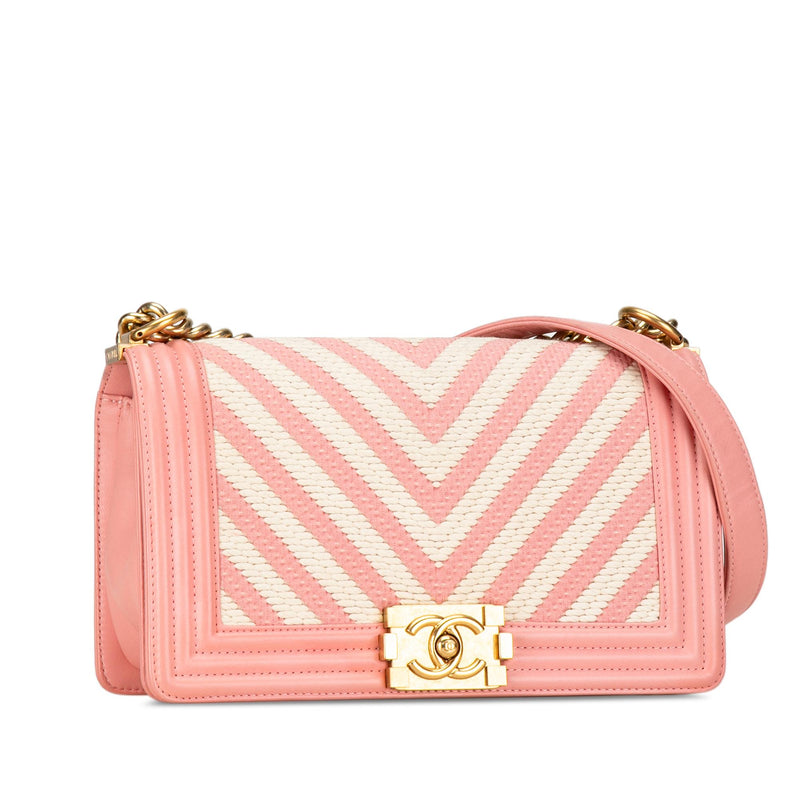 Chanel Medium Braided Chevron Boy Flap (SHG-9hhRjC)